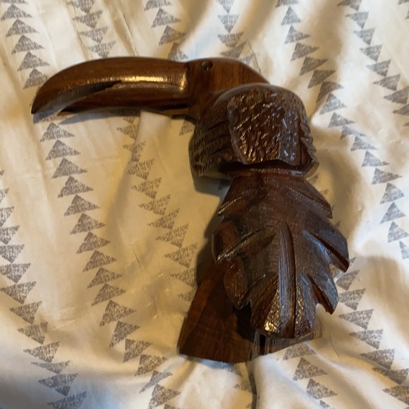 Wooden Toucan Bird Sculpture Decor Piece - Picture 2 of 5